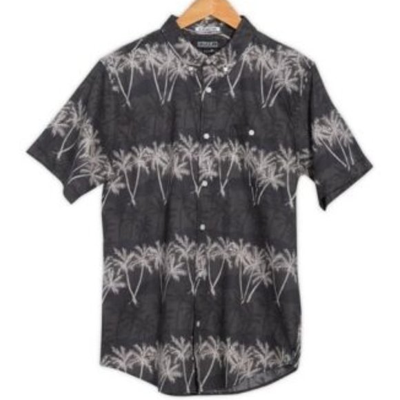 NWT Ezekiel Men's Large Black Pam Dreams Palm Tree Short Sleeve Shirt - Picture 1 of 5